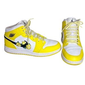 Jordan Yellow Air Jordan Mid Floral Embroidery Women's Size 8.5 / 7Y